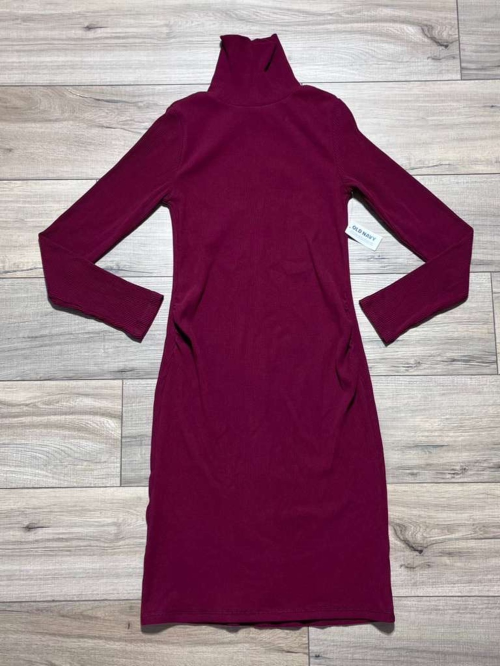 Old Navy Maternity Womens Turtleneck Long Sleeve‎ Fitted Dress Size S Red Wine